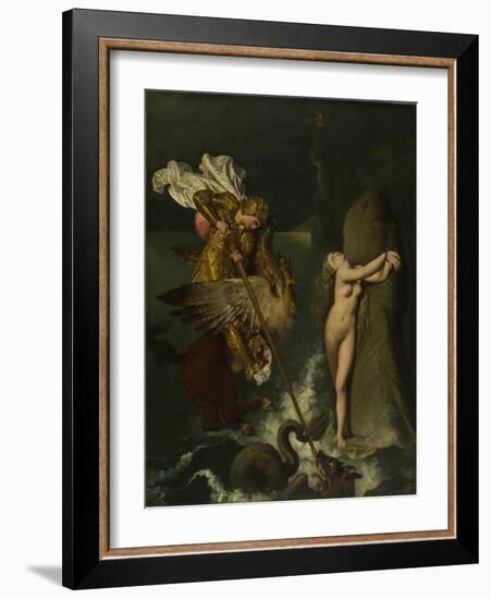 Angelica Saved by Ruggiero, 1819-1839-Jean-Auguste-Dominique Ingres-Framed Giclee Print