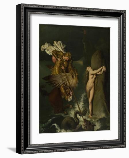 Angelica Saved by Ruggiero, 1819-1839-Jean-Auguste-Dominique Ingres-Framed Giclee Print