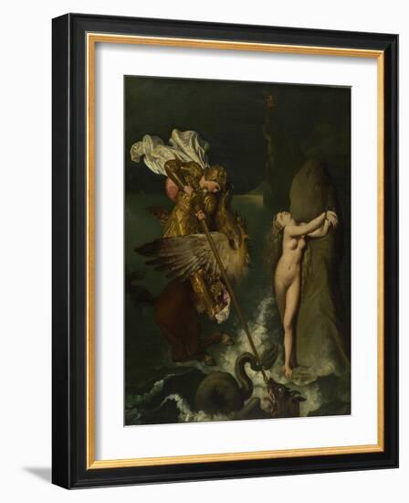 Angelica Saved by Ruggiero, 1819-1839-Jean-Auguste-Dominique Ingres-Framed Giclee Print