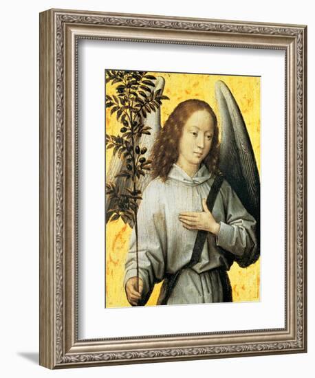 Angelo con ramo d'ulivo-Hans Memling-Framed Art Print