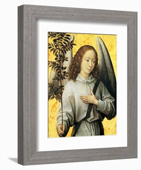 Angelo con ramo d'ulivo-Hans Memling-Framed Art Print