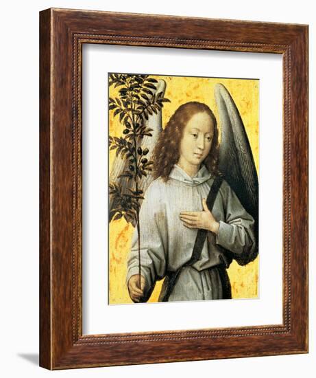 Angelo con ramo d'ulivo-Hans Memling-Framed Art Print