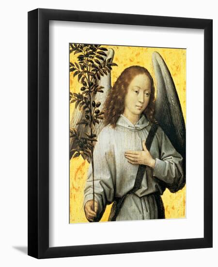 Angelo con ramo d'ulivo-Hans Memling-Framed Art Print