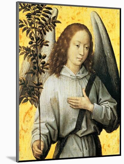 Angelo con ramo d'ulivo-Hans Memling-Mounted Art Print