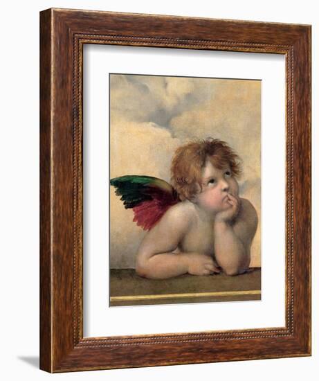 Angelo I - Madonna Sistina-Raffaello Sanzio-Framed Art Print