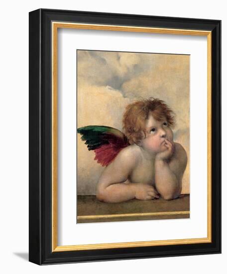 Angelo I - Madonna Sistina-Raffaello Sanzio-Framed Art Print