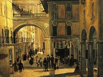 Piazza Dei Mercanti or the Transition from the Old Fish Merchants' Square, 1844-Angelo Inganni-Framed Giclee Print