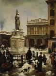 Milan, Piazza Borromeo under Snow-Angelo Inganni-Framed Giclee Print