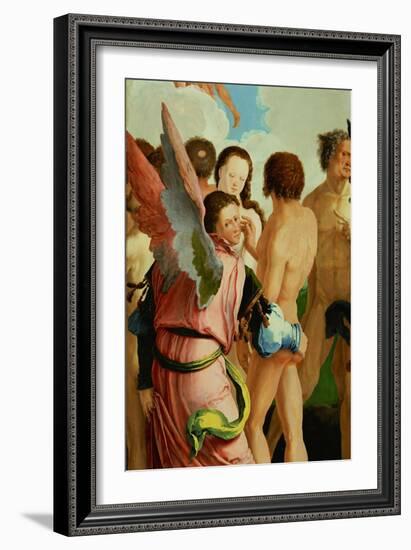 Angels among the Just. Detail of the left wing of the triptych The Last Judgement.-Lucas van Leyden-Framed Giclee Print