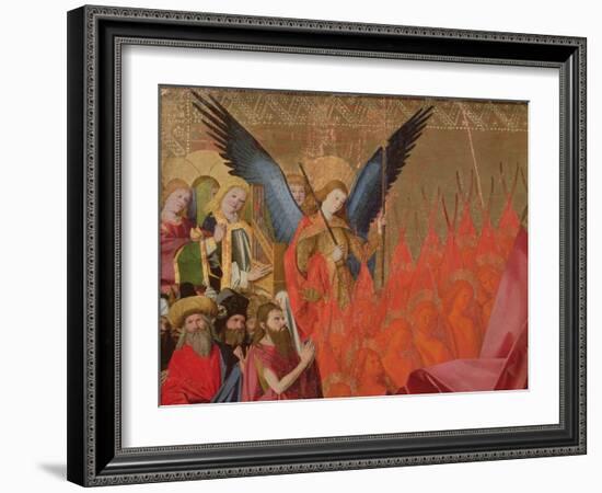 Angels and Elected Officials, Detail of the Coronation of the Virgin, 1453-54 (Oil on Panel)-Enguerrand Quarton-Framed Giclee Print