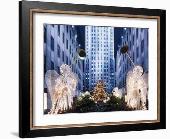 Angels at the Rockerfeller Centre, Decorated for Christmas, New York City, USA-Nigel Francis-Framed Photographic Print