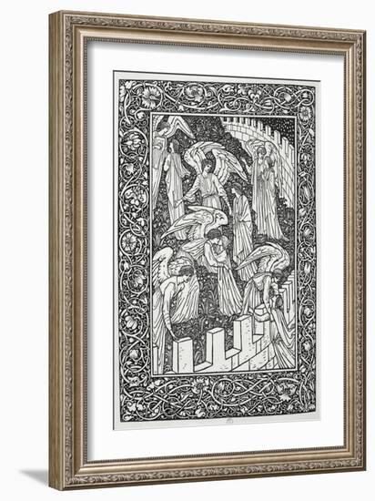 Angels Behind the Inner Sanctuary, from The Kelmscott Chaucer, Published by Kelmscott Press, 1896-William Morris-Framed Giclee Print