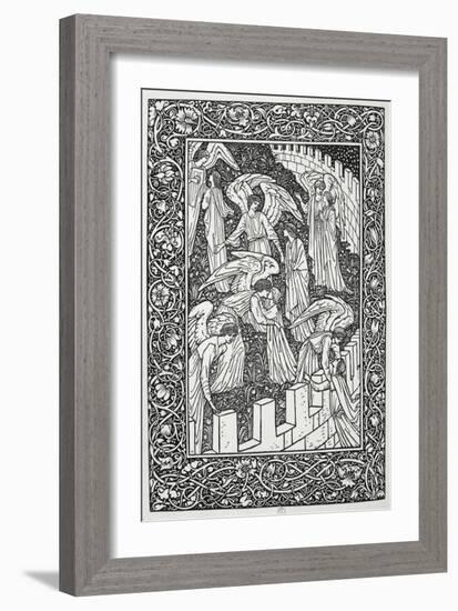 Angels Behind the Inner Sanctuary, from The Kelmscott Chaucer, Published by Kelmscott Press, 1896-William Morris-Framed Giclee Print