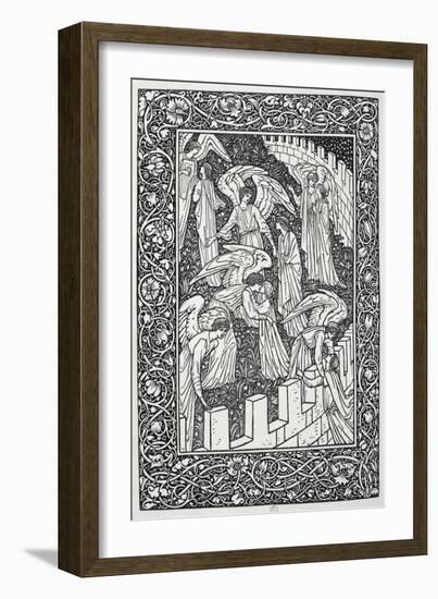 Angels Behind the Inner Sanctuary, from The Kelmscott Chaucer, Published by Kelmscott Press, 1896-William Morris-Framed Giclee Print