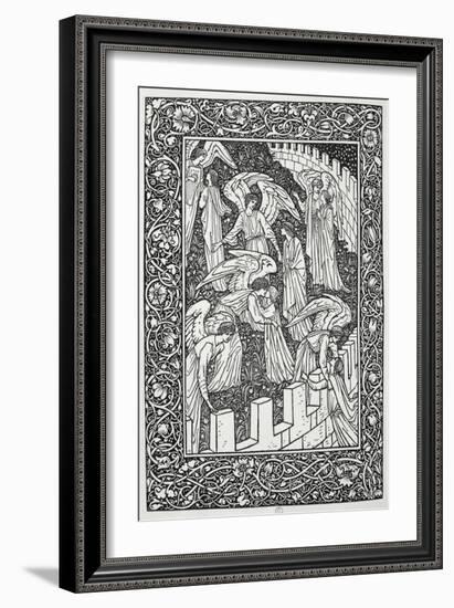 Angels Behind the Inner Sanctuary, from The Kelmscott Chaucer, Published by Kelmscott Press, 1896-William Morris-Framed Giclee Print