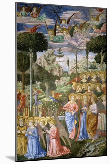 Angels in a Heavenly Landscape, Right Hand Wall of Apse, Journey of the Magi Cycle, Chapel, c.1460-Benozzo di Lese di Sandro Gozzoli-Mounted Giclee Print
