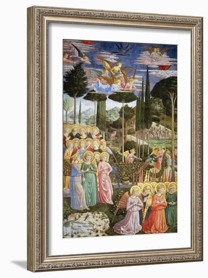 Angels in a Heavenly Landscape, the Left Hand Wall of the Apse-Benozzo di Lese di Sandro Gozzoli-Framed Giclee Print