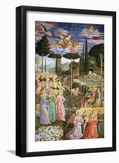 Angels in a Heavenly Landscape, the Left Hand Wall of the Apse-Benozzo di Lese di Sandro Gozzoli-Framed Giclee Print