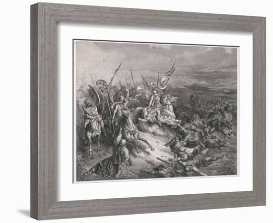 Angels Join in Battle Against the Enemies of the Israelites-Gustave Dor?-Framed Art Print