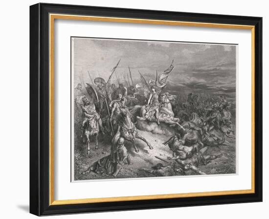 Angels Join in Battle Against the Enemies of the Israelites-Gustave Dor?-Framed Art Print