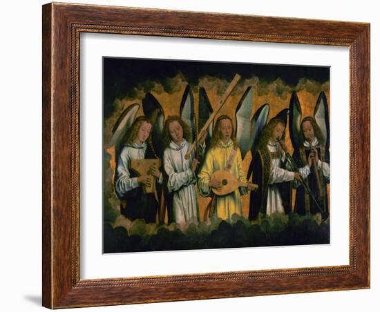 Angels making music; left panel of a triptych, around 1487-1490. Inv.778.-Hans Memling-Framed Giclee Print