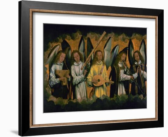 Angels making music; left panel of a triptych, around 1487-1490. Inv.778.-Hans Memling-Framed Giclee Print