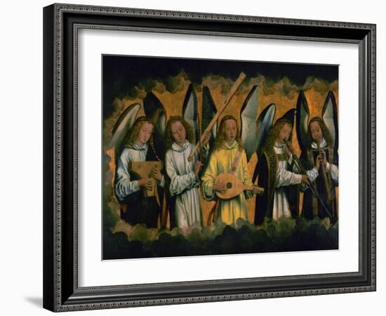 Angels making music; left panel of a triptych, around 1487-1490. Inv.778.-Hans Memling-Framed Giclee Print