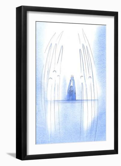 Angels Surround Christ as He Appears, Hidden in the Host, amongst Us; Each Act of Faith We Offer Dr-Elizabeth Wang-Framed Giclee Print