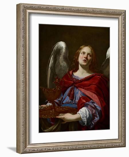 Angels with Attributes of the Passion: Angel Holding the Vessel and Towel for Washing the Hands of-Simon Vouet-Framed Giclee Print