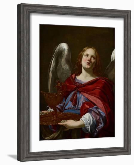 Angels with Attributes of the Passion: Angel Holding the Vessel and Towel for Washing the Hands of-Simon Vouet-Framed Giclee Print