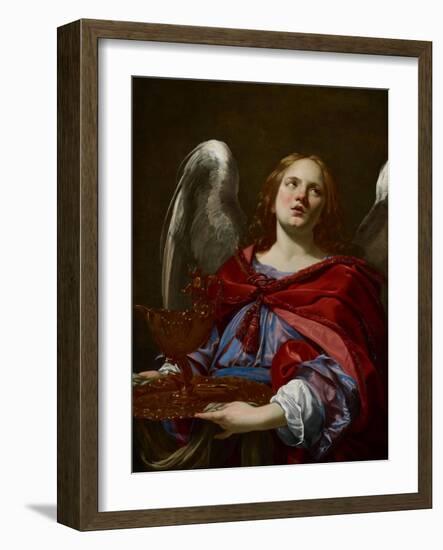 Angels with Attributes of the Passion: Angel Holding the Vessel and Towel for Washing the Hands of-Simon Vouet-Framed Giclee Print