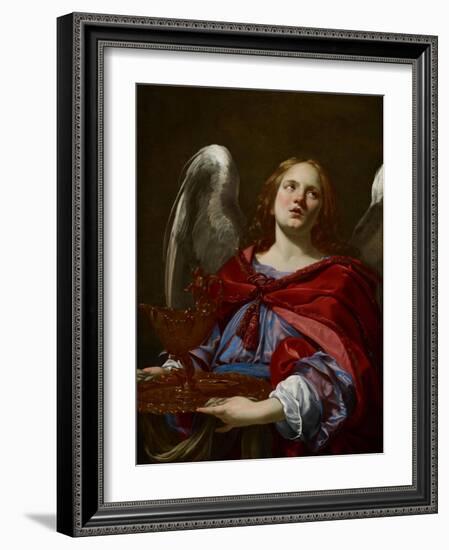 Angels with Attributes of the Passion: Angel Holding the Vessel and Towel for Washing the Hands of-Simon Vouet-Framed Giclee Print