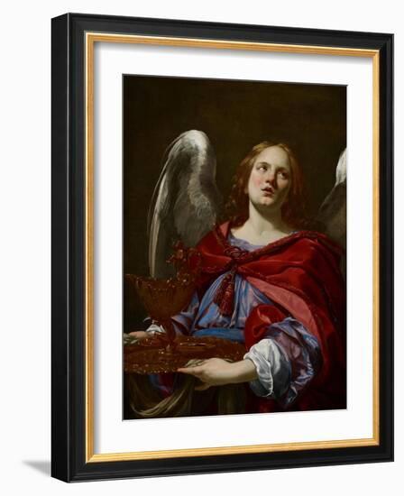 Angels with Attributes of the Passion: Angel Holding the Vessel and Towel for Washing the Hands of-Simon Vouet-Framed Giclee Print