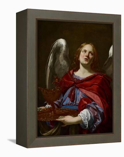 Angels with Attributes of the Passion: Angel Holding the Vessel and Towel for Washing the Hands of-Simon Vouet-Framed Premier Image Canvas