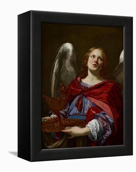 Angels with Attributes of the Passion: Angel Holding the Vessel and Towel for Washing the Hands of-Simon Vouet-Framed Premier Image Canvas