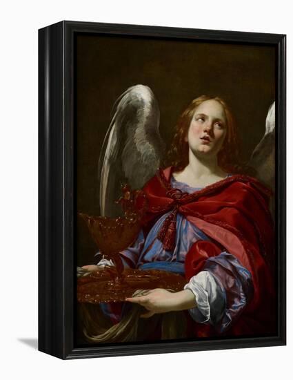 Angels with Attributes of the Passion: Angel Holding the Vessel and Towel for Washing the Hands of-Simon Vouet-Framed Premier Image Canvas