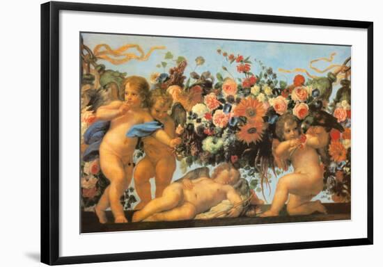 Angels with Garland of Flowers-Carlo Maratti-Framed Art Print