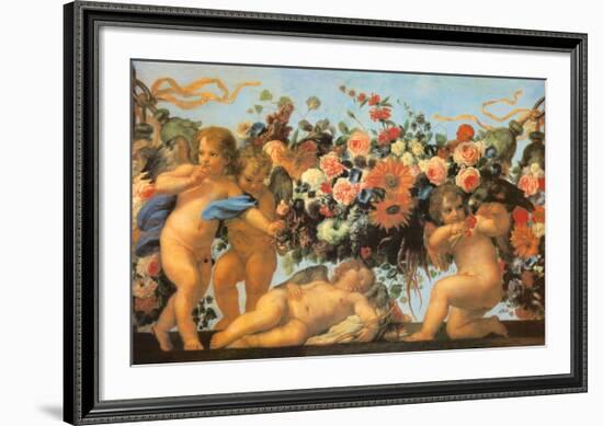 Angels with Garland of Flowers-Carlo Maratti-Framed Art Print