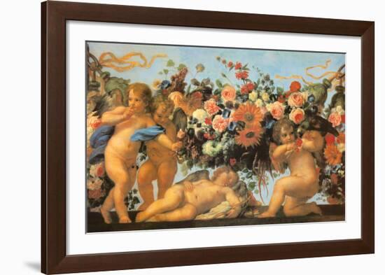 Angels with Garland of Flowers-Carlo Maratti-Framed Art Print