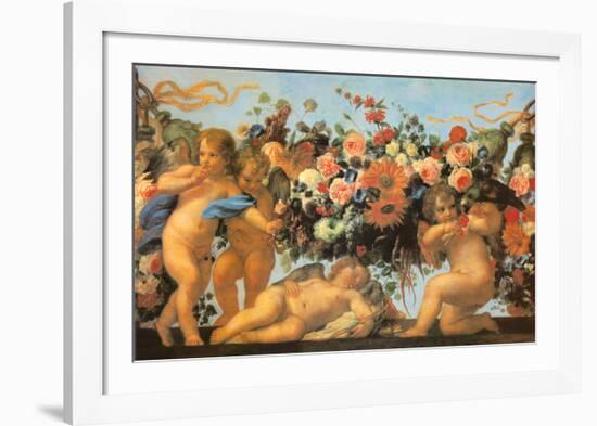 Angels with Garland of Flowers-Carlo Maratti-Framed Art Print