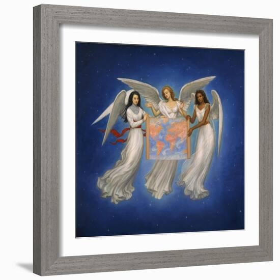 Angels with map-Edgar Jerins-Framed Giclee Print