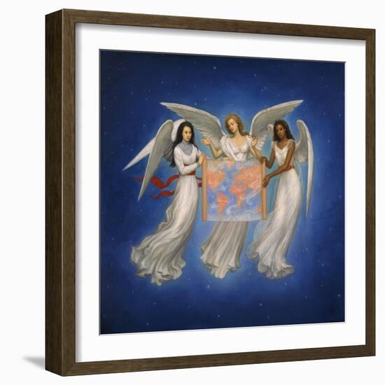 Angels with map-Edgar Jerins-Framed Giclee Print