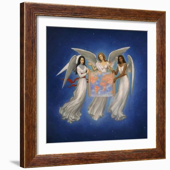 Angels with map-Edgar Jerins-Framed Giclee Print