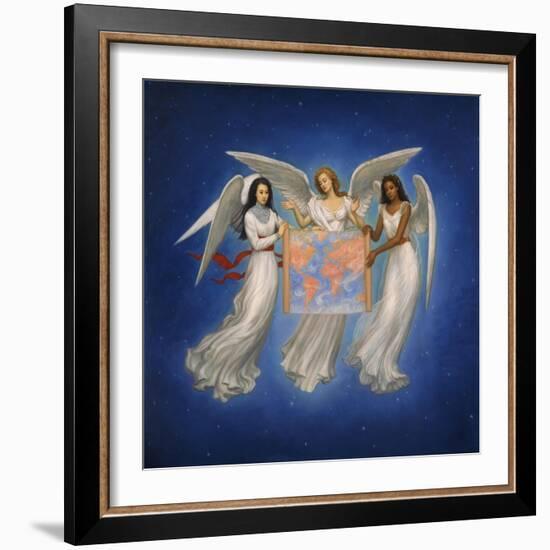 Angels with map-Edgar Jerins-Framed Giclee Print