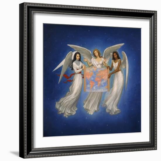 Angels with map-Edgar Jerins-Framed Giclee Print