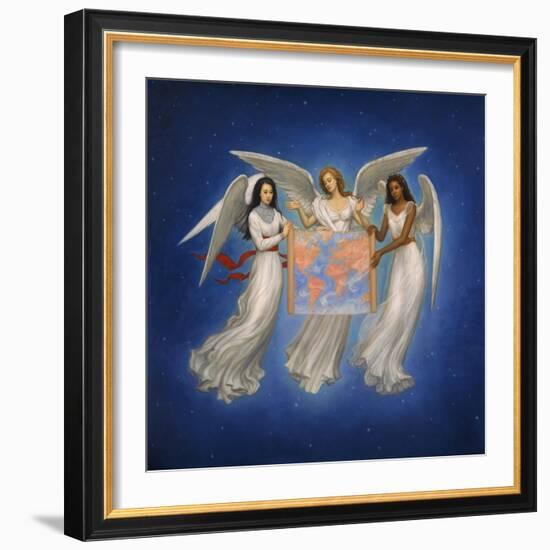 Angels with map-Edgar Jerins-Framed Giclee Print