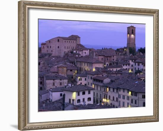 Anghiari at twilight, Vitaleta, Tuscany, Italy-Roland Gerth-Framed Photographic Print