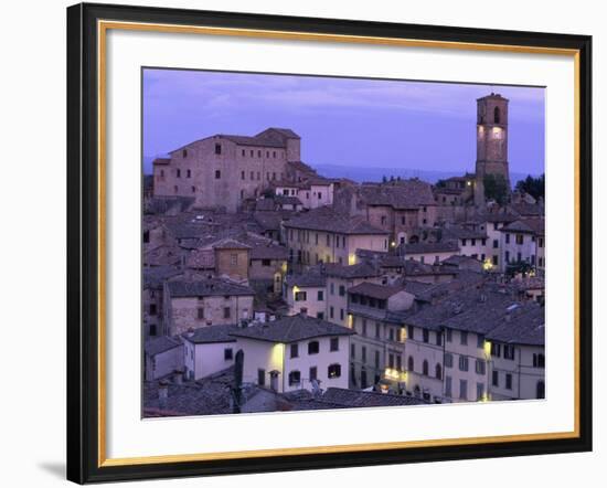 Anghiari at twilight, Vitaleta, Tuscany, Italy-Roland Gerth-Framed Photographic Print