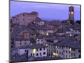 Anghiari at twilight, Vitaleta, Tuscany, Italy-Roland Gerth-Mounted Photographic Print