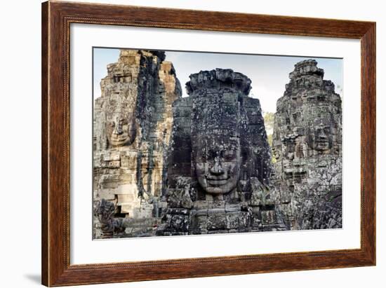 Angkor Bayon Temple Giant Faces Sculptures, Cambodia-smithore-Framed Photographic Print